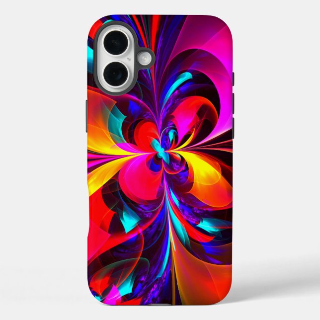 Modernes Abstraktes Blumenmuster Red Blue Muster # Case-Mate iPhone Hülle (Rückseite)