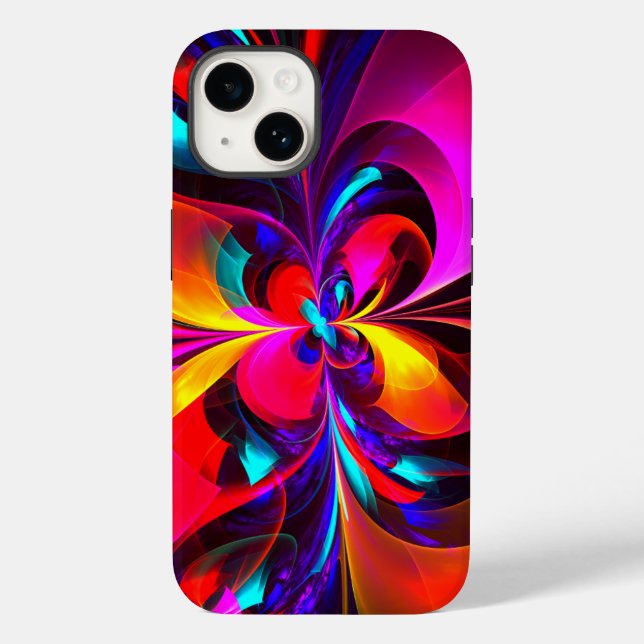 Modernes Abstraktes Blumenmuster Red Blue Muster # Case-Mate iPhone Hülle (Rückseite)