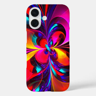 Modernes Abstraktes Blumenmuster Red Blue Muster # iPhone 16 Hülle