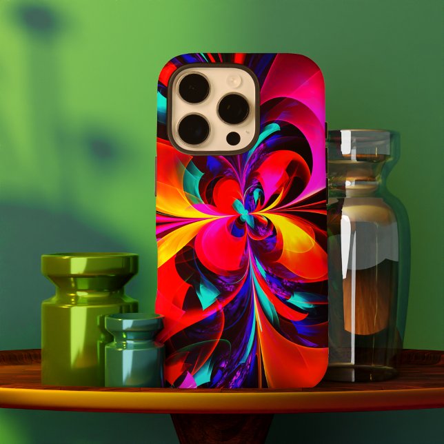 Modernes Abstraktes Blumenmuster Red Blue Muster # Case-Mate iPhone Hülle (Modern Floral Abstract Art Red Blue Pattern #07 Case-Mate iPhone Case)