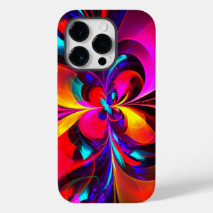 Modernes Abstraktes Blumenmuster Red Blue Muster # Case-Mate iPhone 14 Pro Hülle