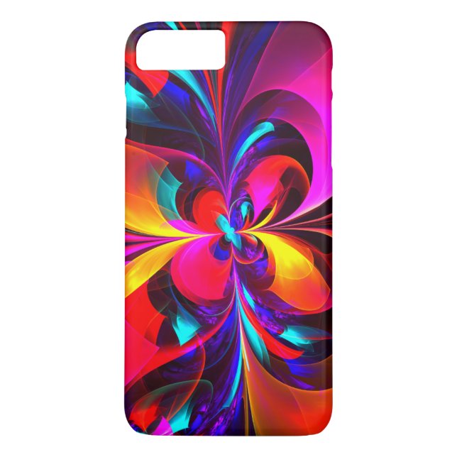 Modernes Abstraktes Blumenmuster Red Blue Muster # Case-Mate iPhone Hülle (Rückseite)