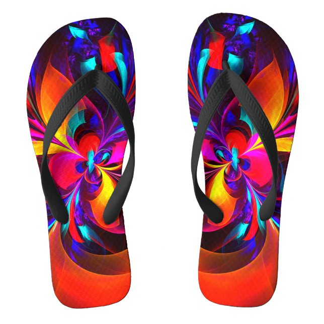 Modernes Abstraktes Blumenmuster Red Blue Muster # Flip Flops (Fußbett)