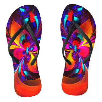 Modernes Abstraktes Blumenmuster Red Blue Muster # Flip Flops