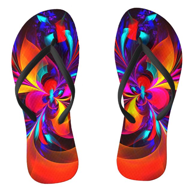 Modernes Abstraktes Blumenmuster Red Blue Muster # Flip Flops (Fußbett)