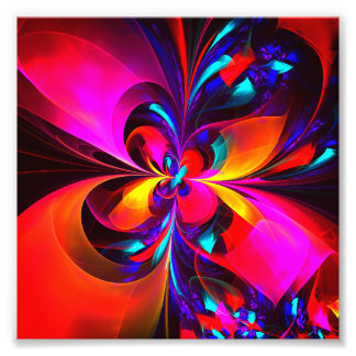 Modernes Abstraktes Blumenmuster Red Blue Muster # Fotodruck