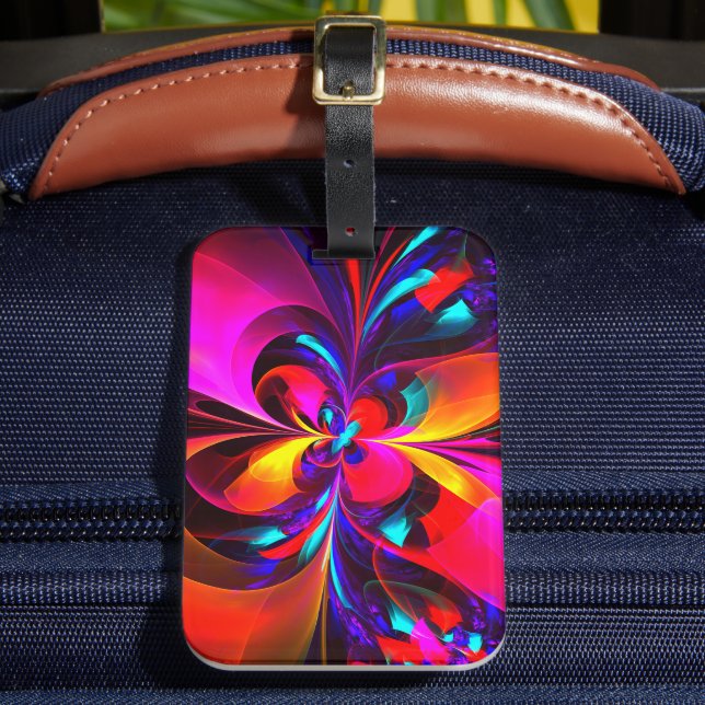 Modernes Abstraktes Blumenmuster Red Blue Muster # Gepäckanhänger (Vorderseite Insitu 2)