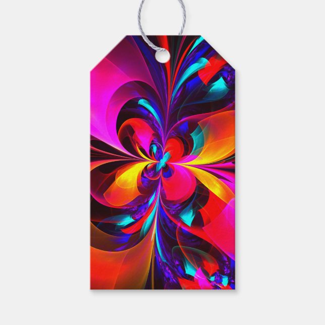 Modernes Abstraktes Blumenmuster Red Blue Muster # Geschenkanhänger (Vorderseite)