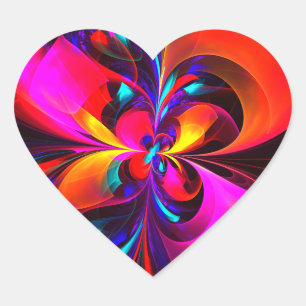 Modernes Abstraktes Blumenmuster Red Blue Muster # Herz-Aufkleber