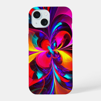 Modernes Abstraktes Blumenmuster Red Blue Muster # iPhone 15 Hülle