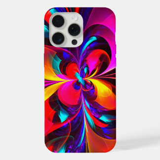 Modernes Abstraktes Blumenmuster Red Blue Muster # iPhone 15 Pro Max Hülle