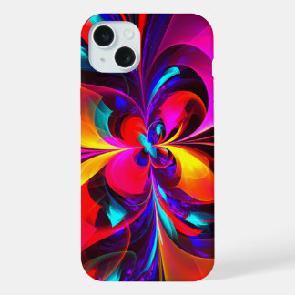 Modernes Abstraktes Blumenmuster Red Blue Muster # iPhone 15 Plus Hülle