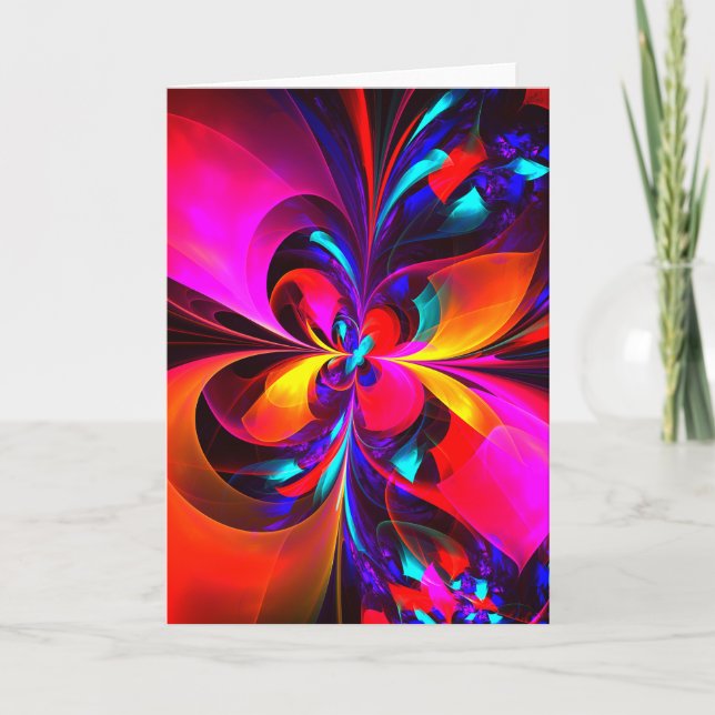 Modernes Abstraktes Blumenmuster Red Blue Muster # Karte (Vorderseite)