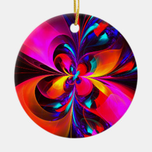 Modernes Abstraktes Blumenmuster Red Blue Muster # Keramik Ornament