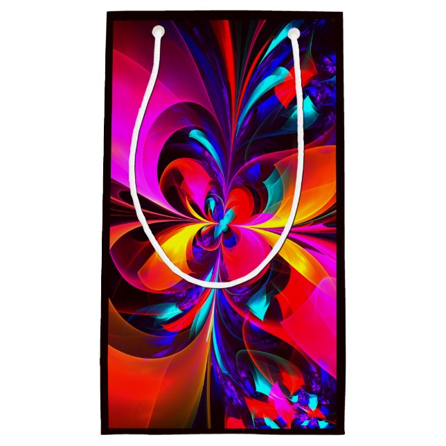 Modernes Abstraktes Blumenmuster Red Blue Muster # Kleine Geschenktüte (Vorderseite)