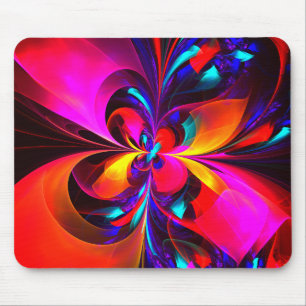 Modernes Abstraktes Blumenmuster Red Blue Muster # Mousepad