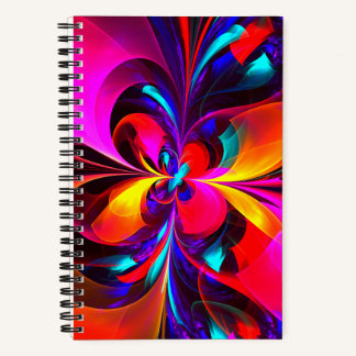 Modernes Abstraktes Blumenmuster Red Blue Muster # Notizbuch
