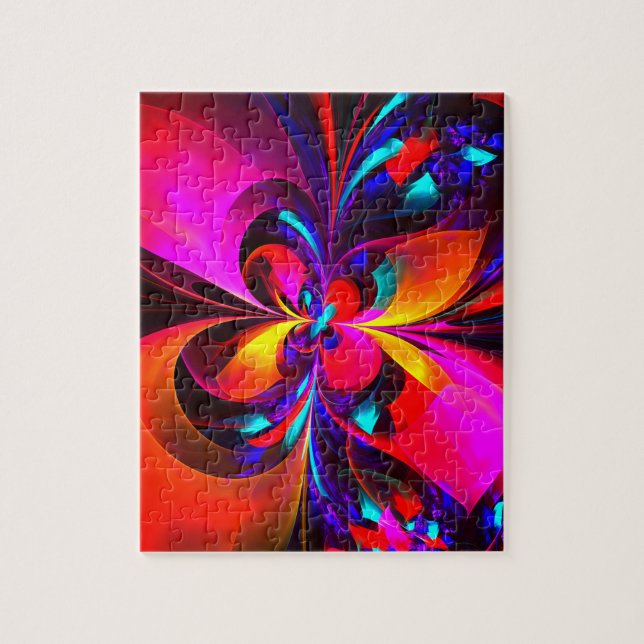Modernes Abstraktes Blumenmuster Red Blue Muster # Puzzle (Vertikal)