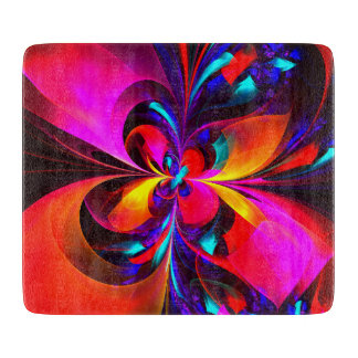 Modernes Abstraktes Blumenmuster Red Blue Muster # Schneidebrett