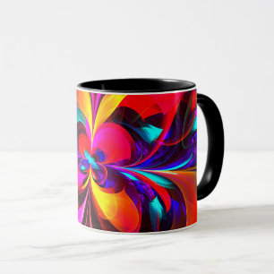 Modernes Abstraktes Blumenmuster Red Blue Muster # Tasse