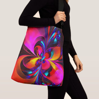 Modernes Abstraktes Blumenmuster Red Blue Muster # Tragetaschen Mit Langen Trägern