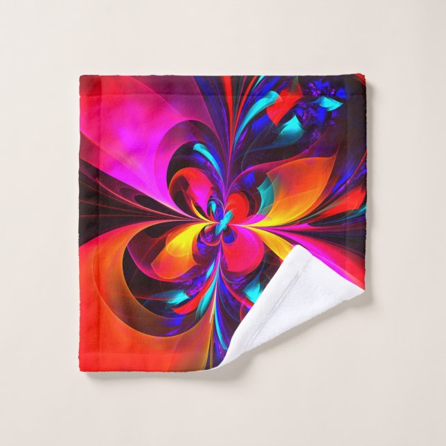 Modernes Abstraktes Blumenmuster Red Blue Muster # Waschlappen (Waschlappen)