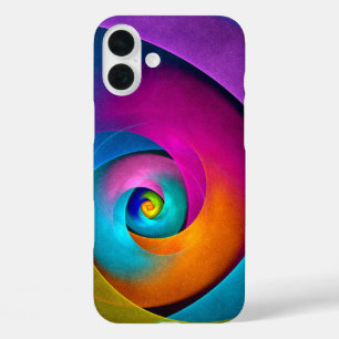 Modernes Abstraktes Blumenmuster Rosa Blaues Muste iPhone 16 Plus Hülle