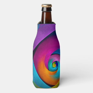 Modernes Abstraktes Blumenmuster Rosa Blaues Muste Flaschenkühler