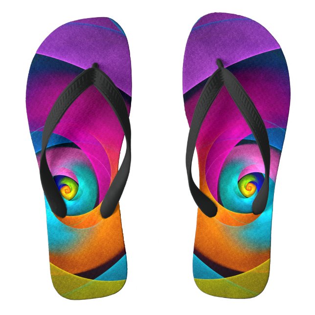 Modernes Abstraktes Blumenmuster Rosa Blaues Muste Flip Flops (Fußbett)
