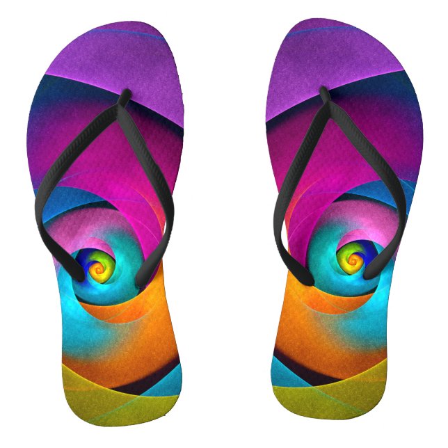 Modernes Abstraktes Blumenmuster Rosa Blaues Muste Flip Flops (Fußbett)