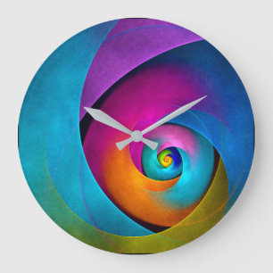 Modernes Abstraktes Blumenmuster Rosa Blaues Muste Große Wanduhr