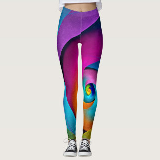 Modernes Abstraktes Blumenmuster Rosa Blaues Muste Leggings