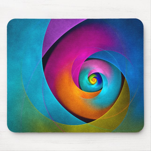 Modernes Abstraktes Blumenmuster Rosa Blaues Muste Mousepad (Vorne)