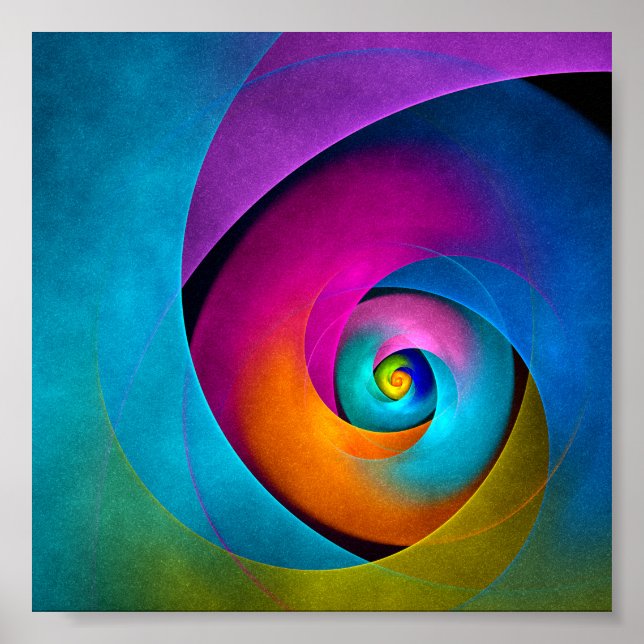 Modernes Abstraktes Blumenmuster Rosa Blaues Muste Poster (Vorne)