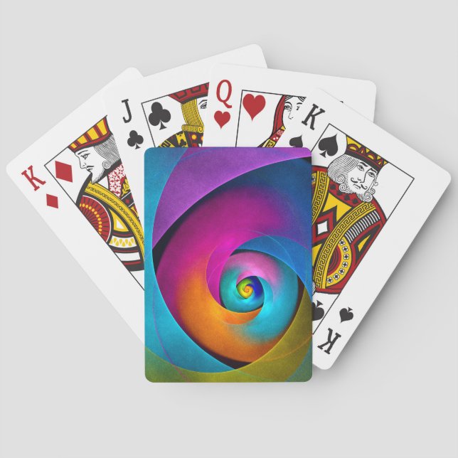 Modernes Abstraktes Blumenmuster Rosa Blaues Muste Spielkarten (Rückseite)