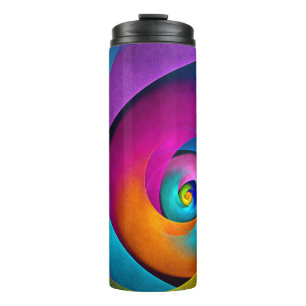 Modernes Abstraktes Blumenmuster Rosa Blaues Muste Thermosbecher