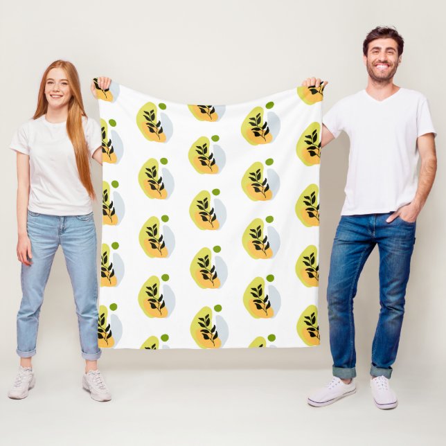 Modernes abstraktes botanisches Muster Fleecedecke (Beispiel)