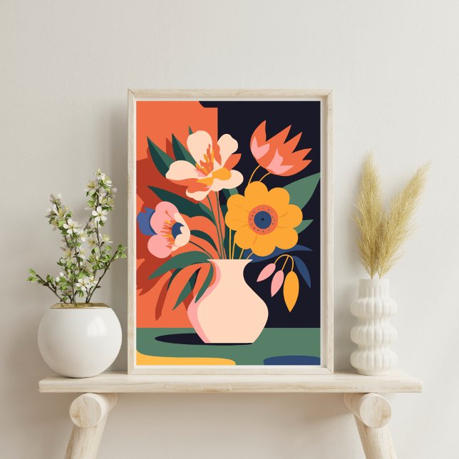 Modernes Abstraktes Botanisches Vase Blume Poster (Von Creator hochgeladen)