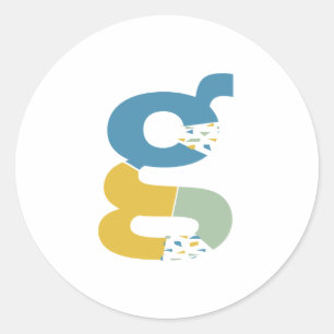 Modernes abstraktes Buchstabe G Monogramm personal Runder Aufkleber