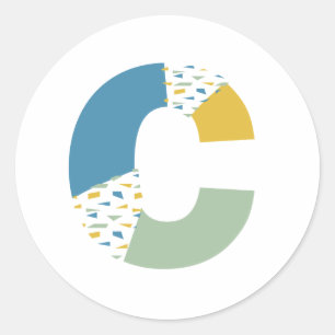 Modernes abstraktes Buchstaben-C-Monogramm persona Runder Aufkleber