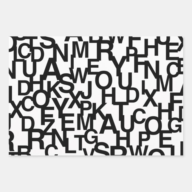 Modernes, abstraktes, chaotisches Schriftbild Geschenkpapier Set (Vorderseite)