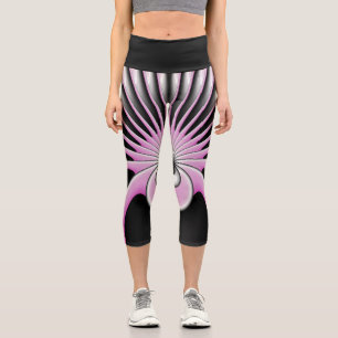 Modernes Abstraktes Crazy Fraktal Art Muster Capri Leggings