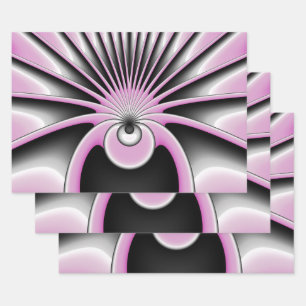 Modernes Abstraktes Crazy Fraktal Art Muster Geschenkpapier Set