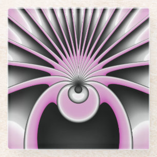 Modernes Abstraktes Crazy Fraktal Art Muster Glasuntersetzer