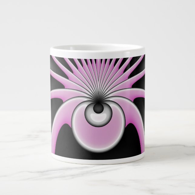Modernes Abstraktes Crazy Fraktal Art Muster Jumbo-Tasse (Vorderseite)