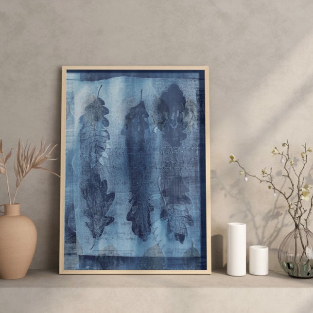 Modernes Abstraktes Cyan Blue Botanical Poster (Von Creator hochgeladen)