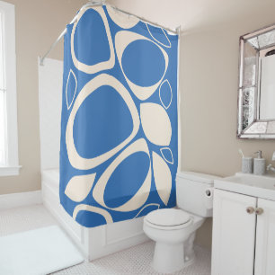Modernes, Abstraktes Design aus blauem Creme Duschvorhang