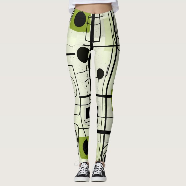 Modernes abstraktes Design, dynamische Linien Thro Leggings (Vorderseite)
