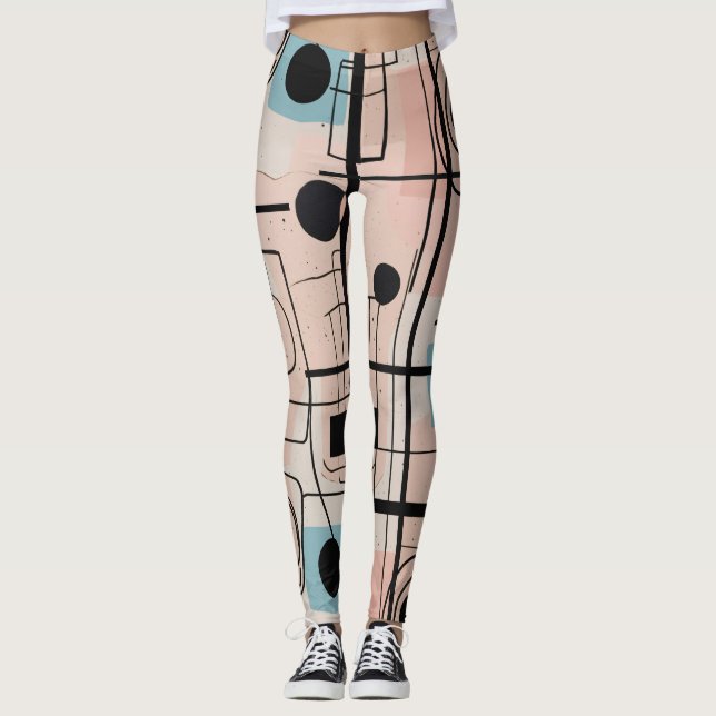 Modernes abstraktes Design, dynamische Linien Thro Leggings (Vorderseite)