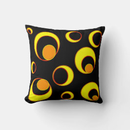 Modernes abstraktes Design, gelbe Kreise auf schwa Kissen
